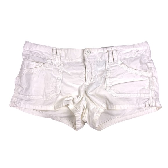 American Eagle Outfitters Pants - Y2K American Eagle Ultra Low Rise Perfect Shortie Shorts Womens Sz 6 White Micro